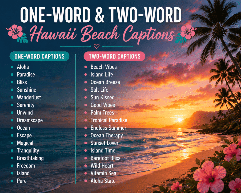 One word and two word hawaii beach captions One word and two word hawaii beach captions