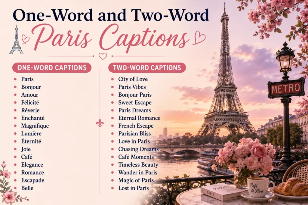 One word and two word paris captions
