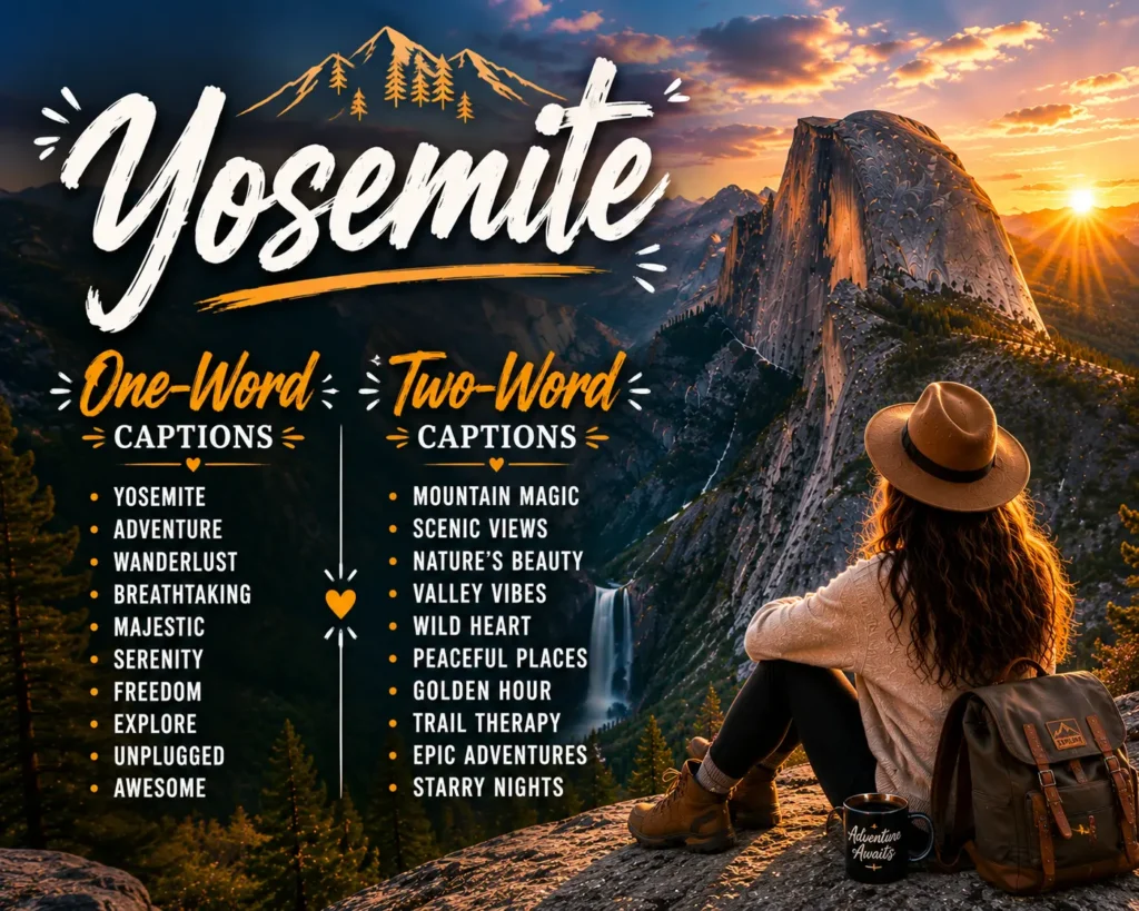 One word and two word yosemite captions