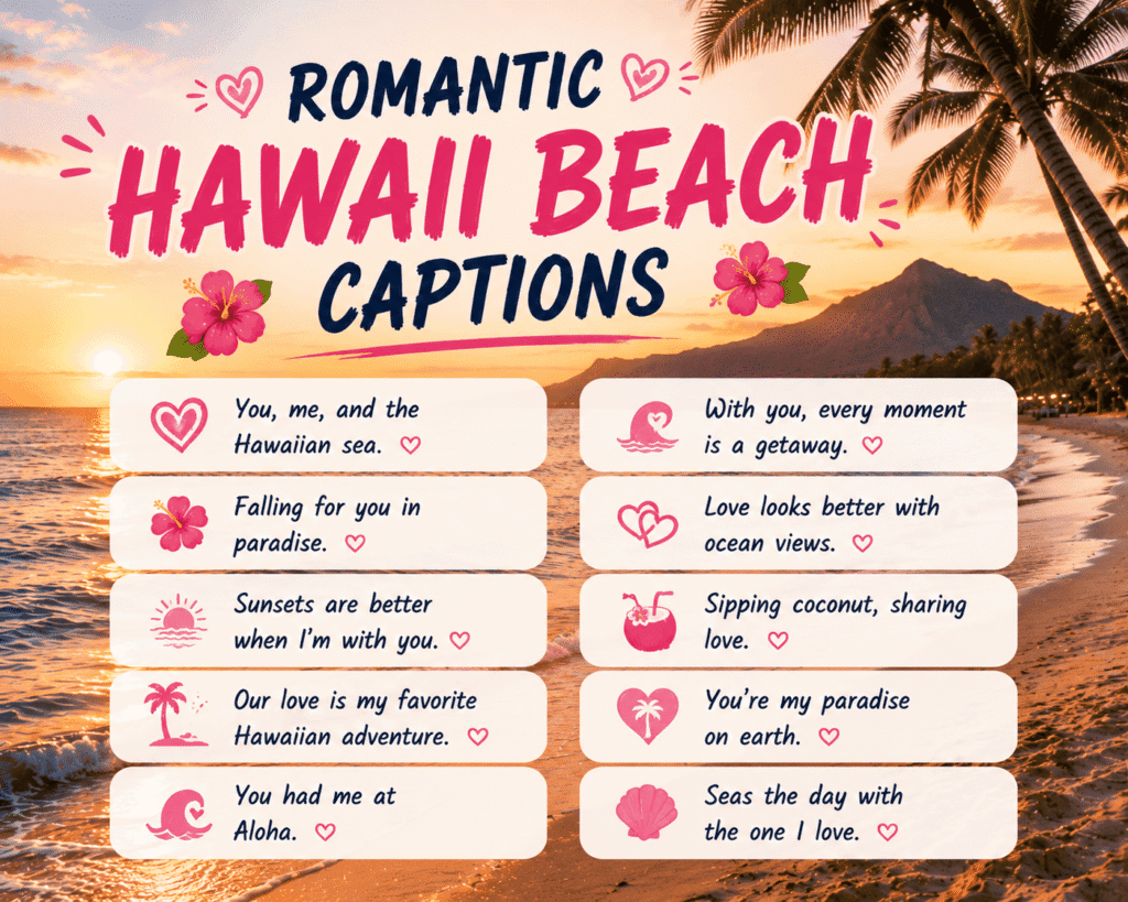 Romantic hawaii beach caption 1 Romantic hawaii beach captions