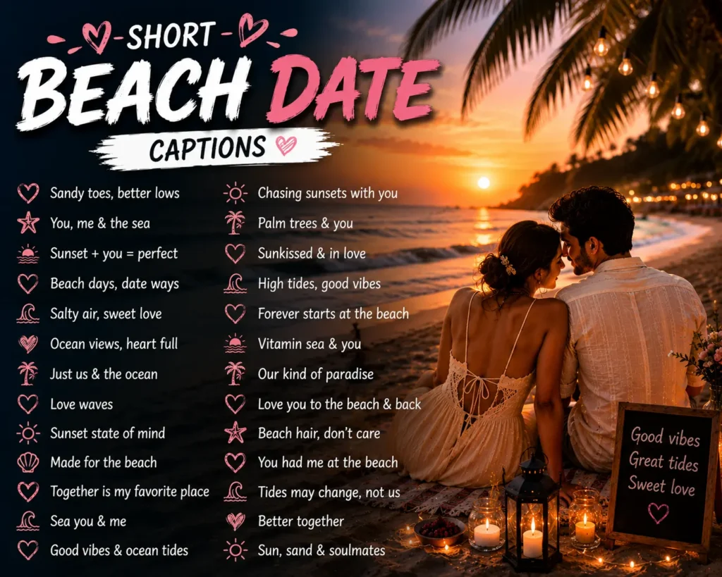 Short beach date captions Short beach date captions