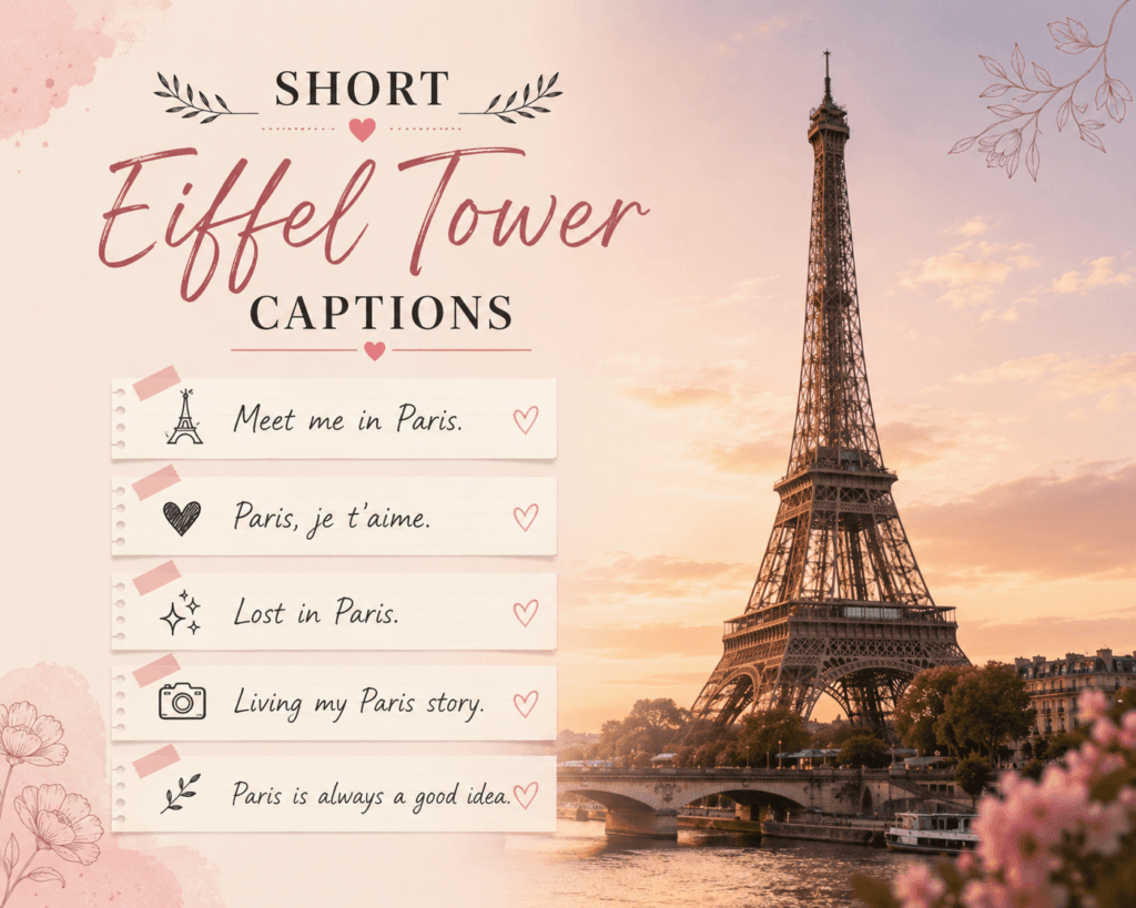 Short eiffel tower captions