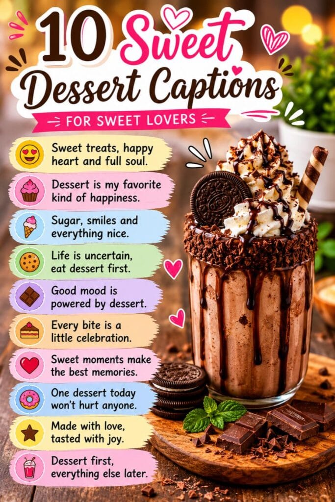 Top dessert captions Top dessert captions