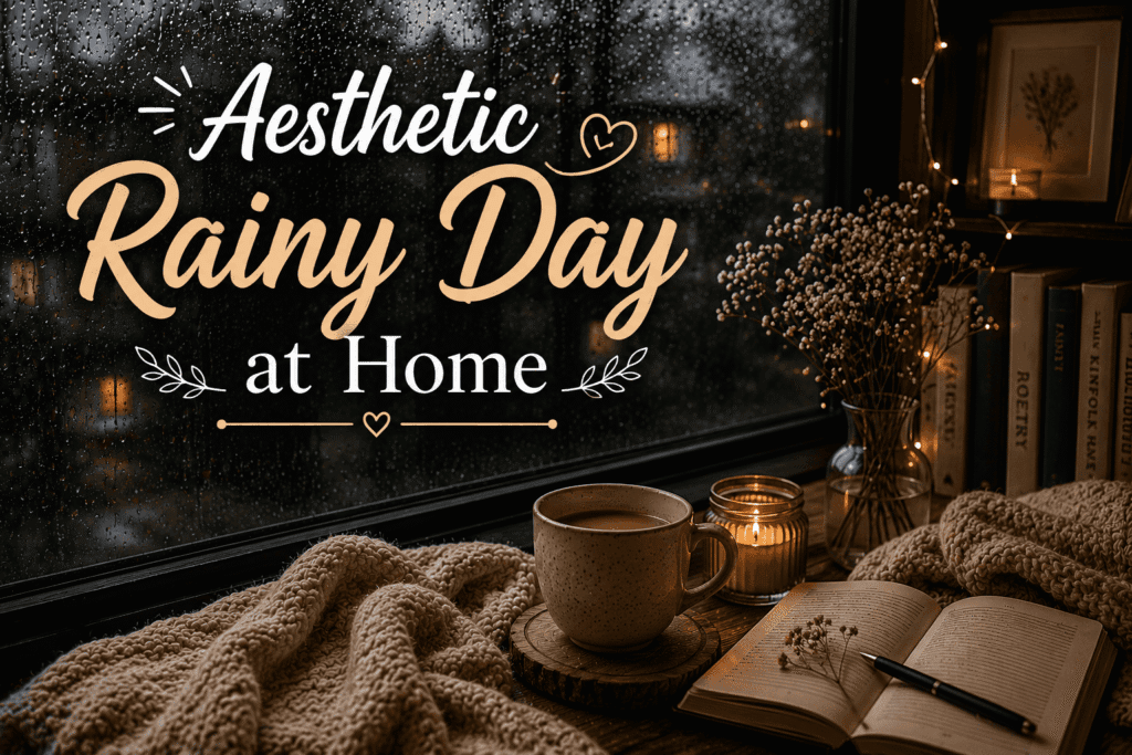 Aesthetic rainy day at home captions