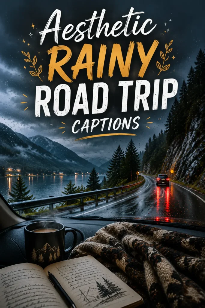 Aesthetic rainy road trip captions 1 Aesthetic rainy road trip captions