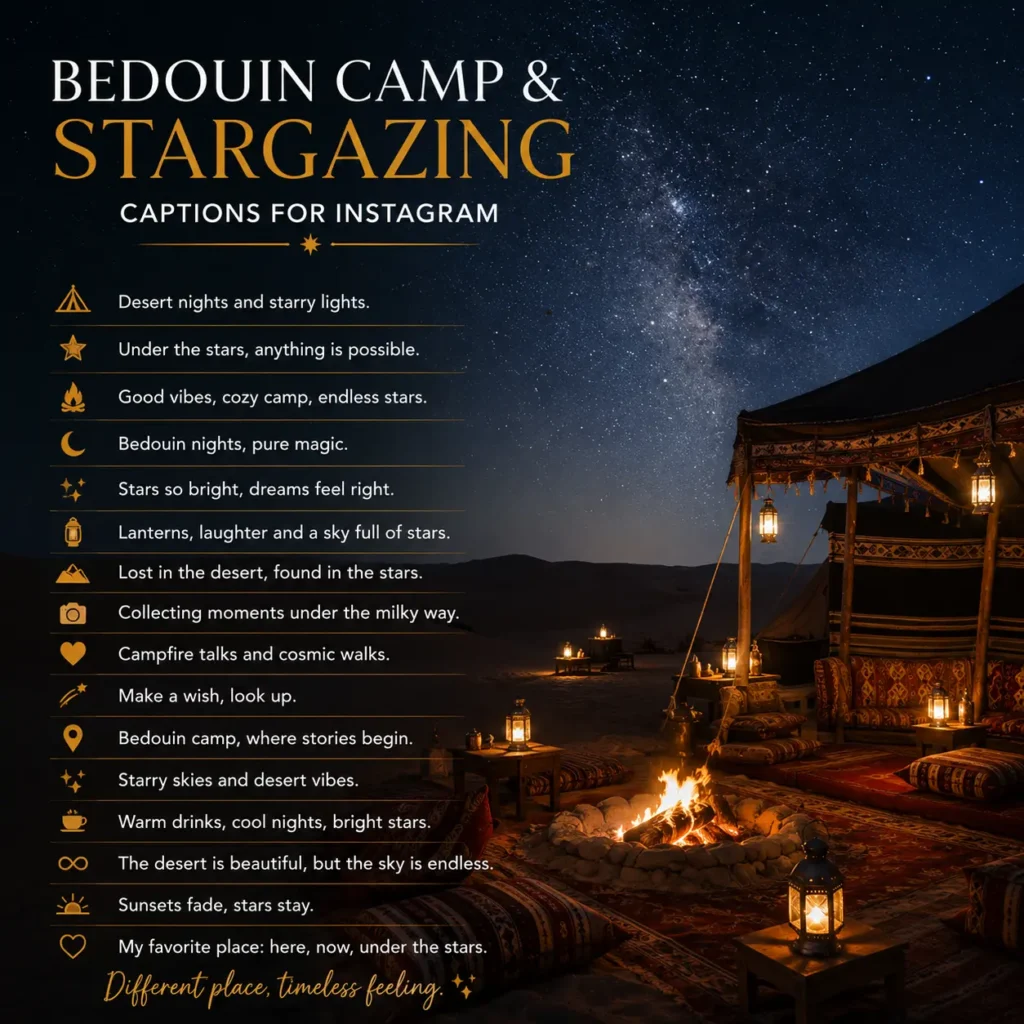 Bedouin camp and stargazing captions for instagram