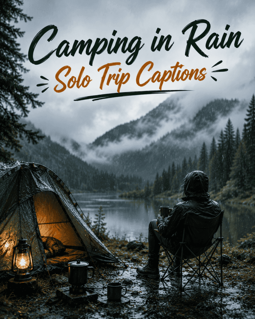 Camping in rain solo trip captions 1 Camping in rain solo trip captions