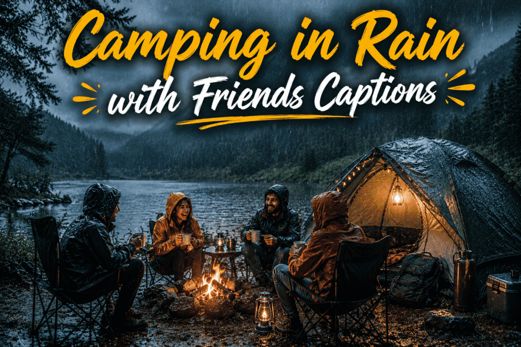 Camping in rain with friends captions 1 Camping in rain with friends captions