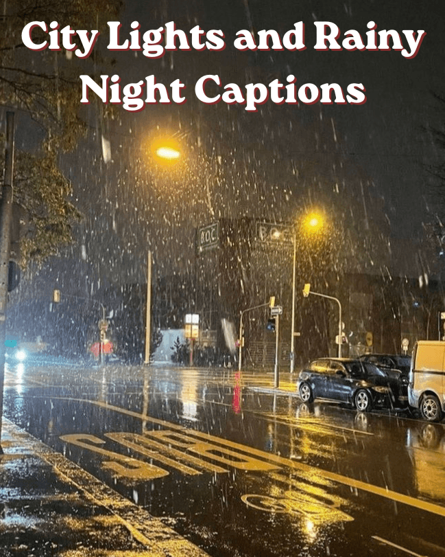 City lights and rainy night captions 1 City lights and rainy night captions