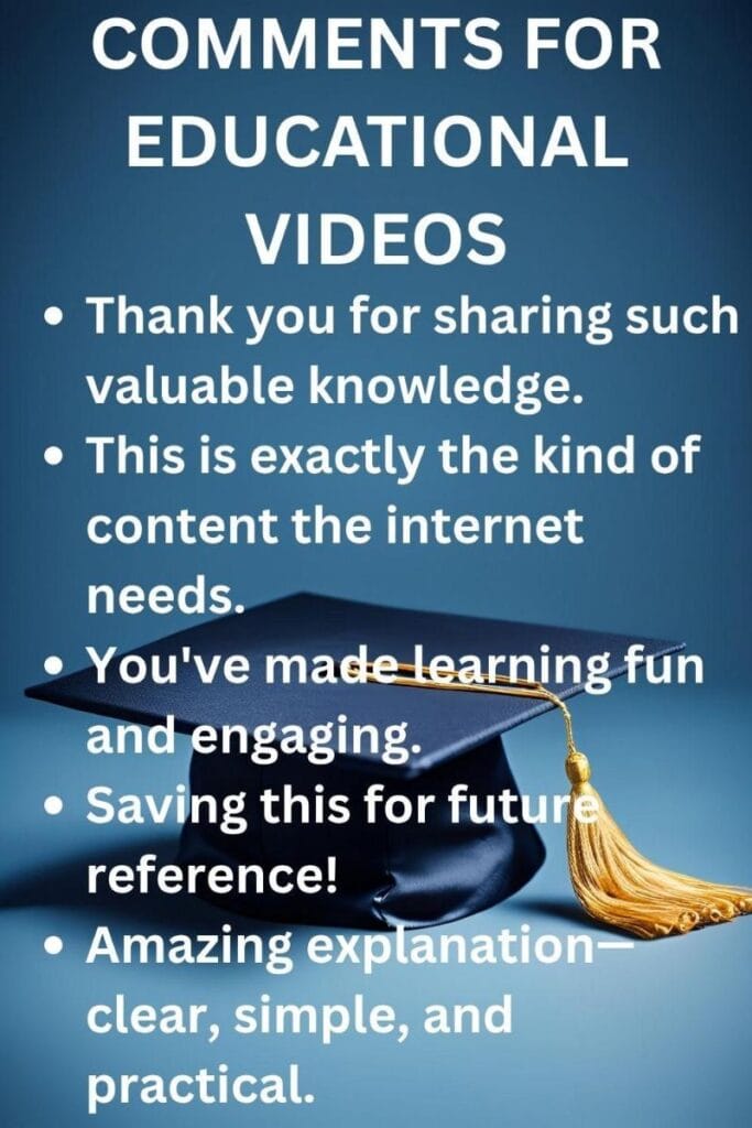 Comments on educational videos Comments on educational videos