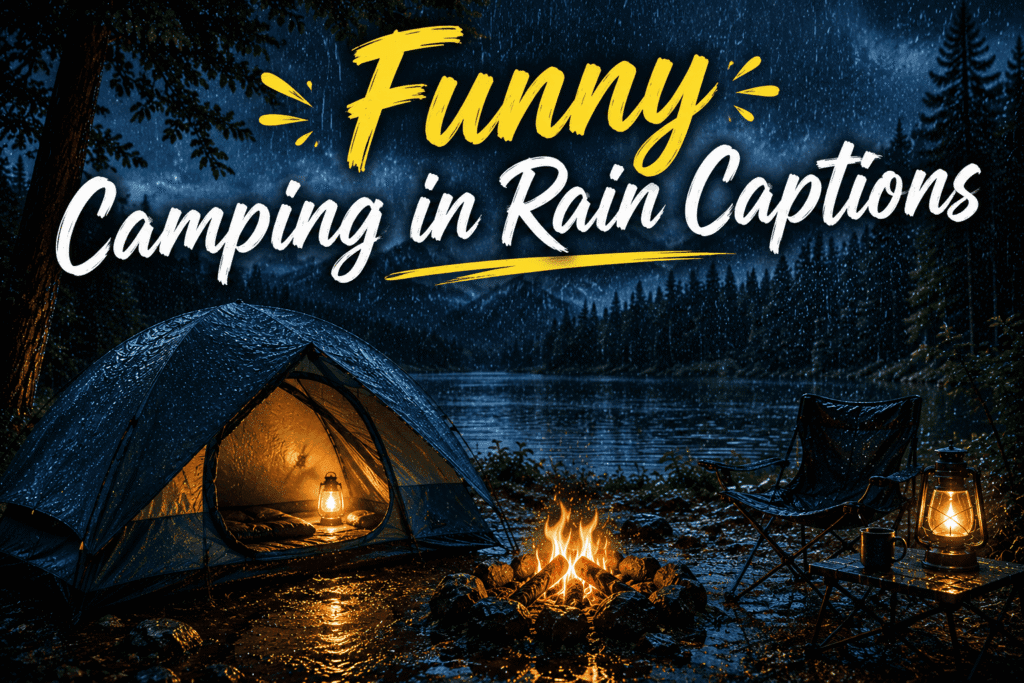 Funny camping in rain captions 1 Funny camping in rain captions