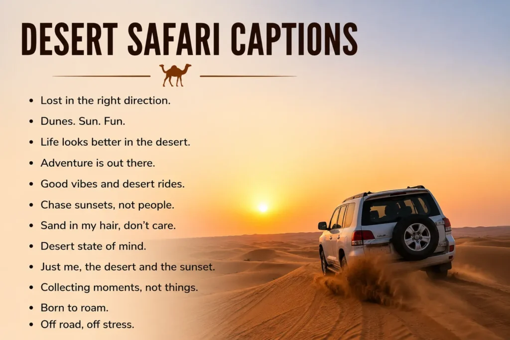 Funny desert safari captions for instagram