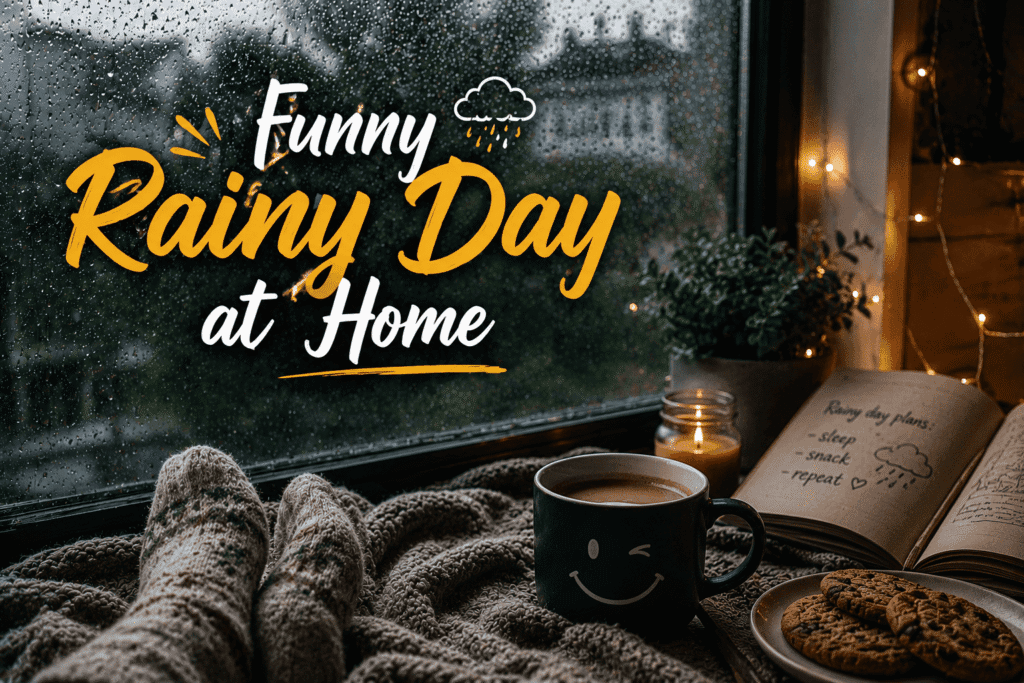 Funny rainy day at home captions