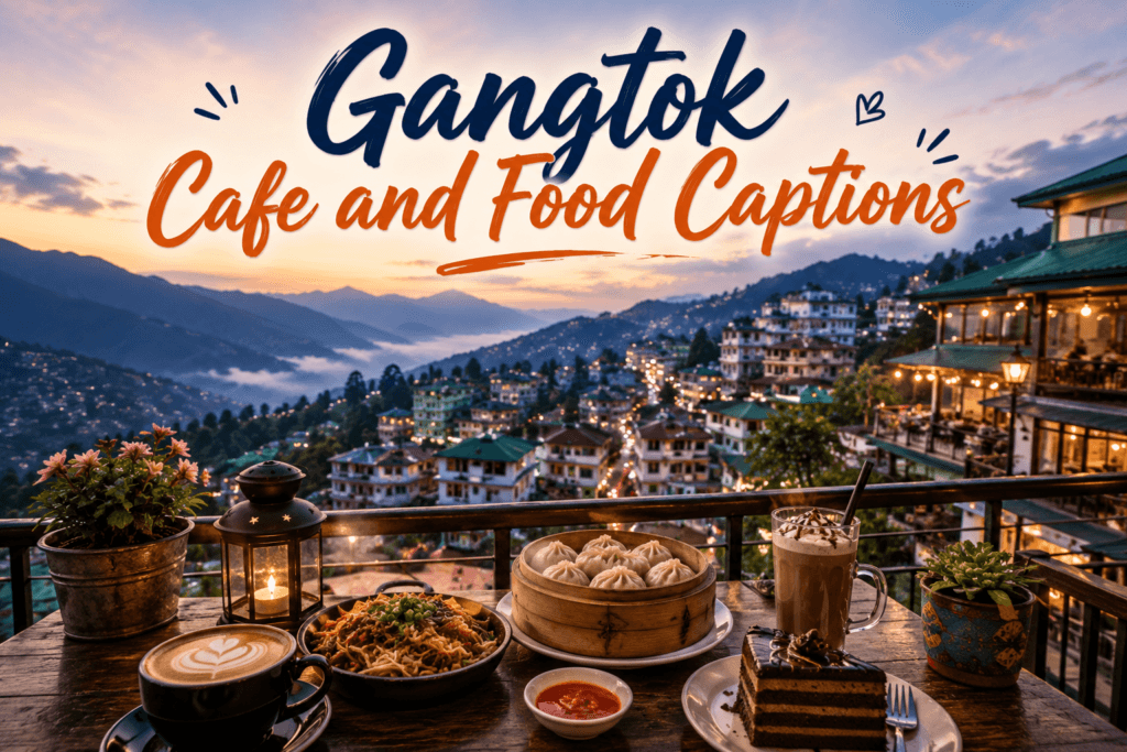 Gangtok cafe and food captions
