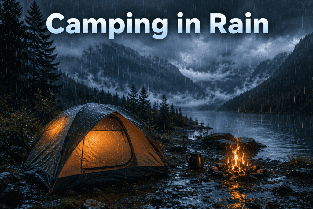 One word and two word camping in rain captions One word and two word camping in rain captions
