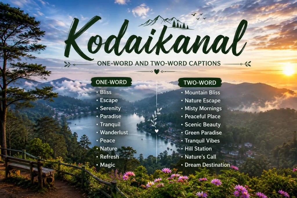 One word and two word kodaikanal captions One word and two word kodaikanal captions