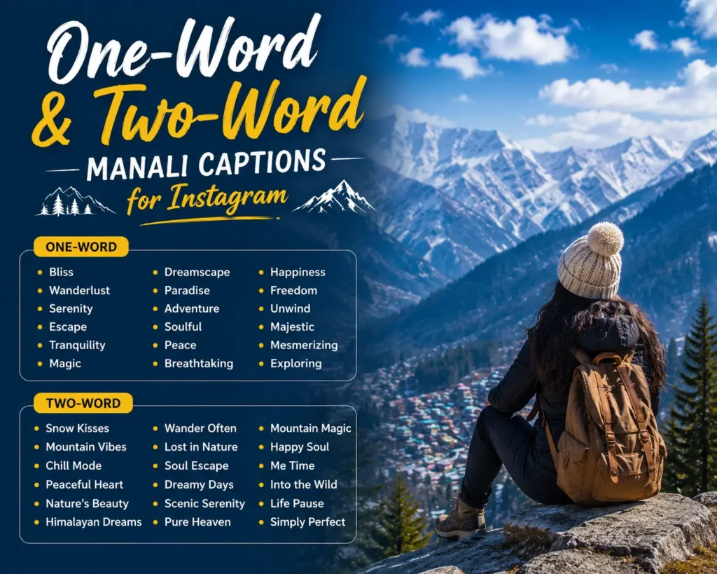 One word and two word manali captions for instagram 1 One word and two word manali captions for instagram