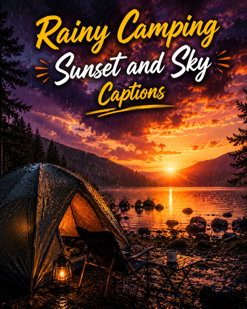 Rainy camping sunset and sky captions Rainy camping sunset and sky captions