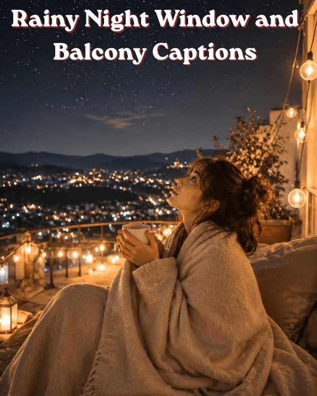 Rainy night window and balcony captions 2 Rainy night window and balcony captions