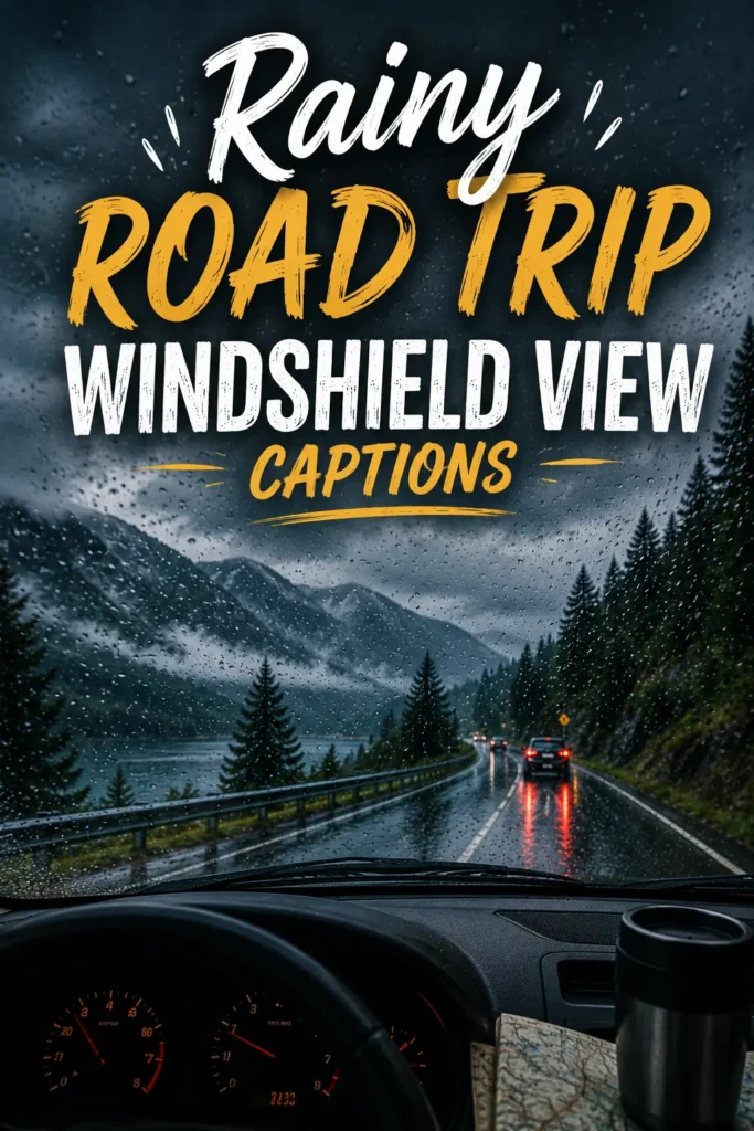 Rainy road trip windshield view captions 1 Rainy road trip windshield view captions