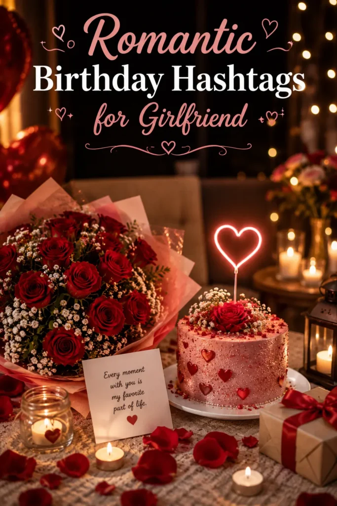 Romantic birthday hashtags for girlfriend