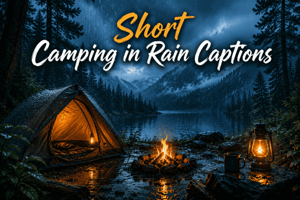 Short camping in rain captions 1 Short camping in rain captions
