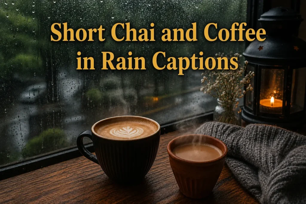 Short chai and coffee in rain captions