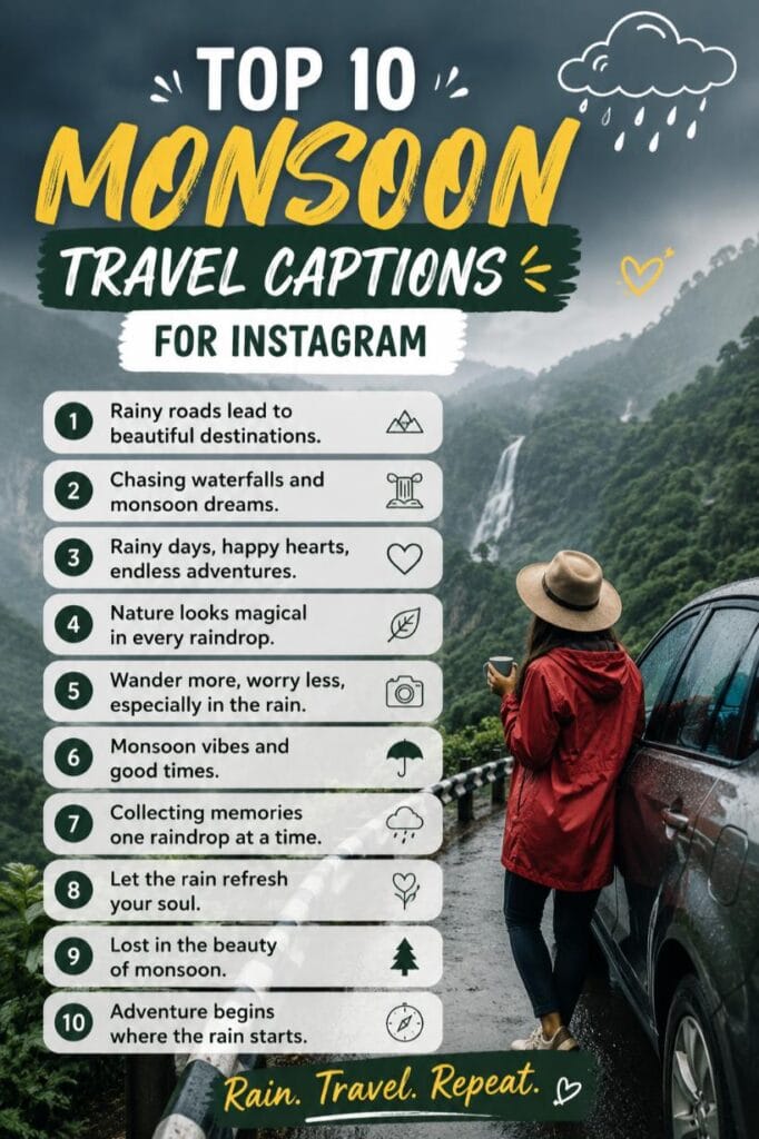 Top monsoon travel captions
