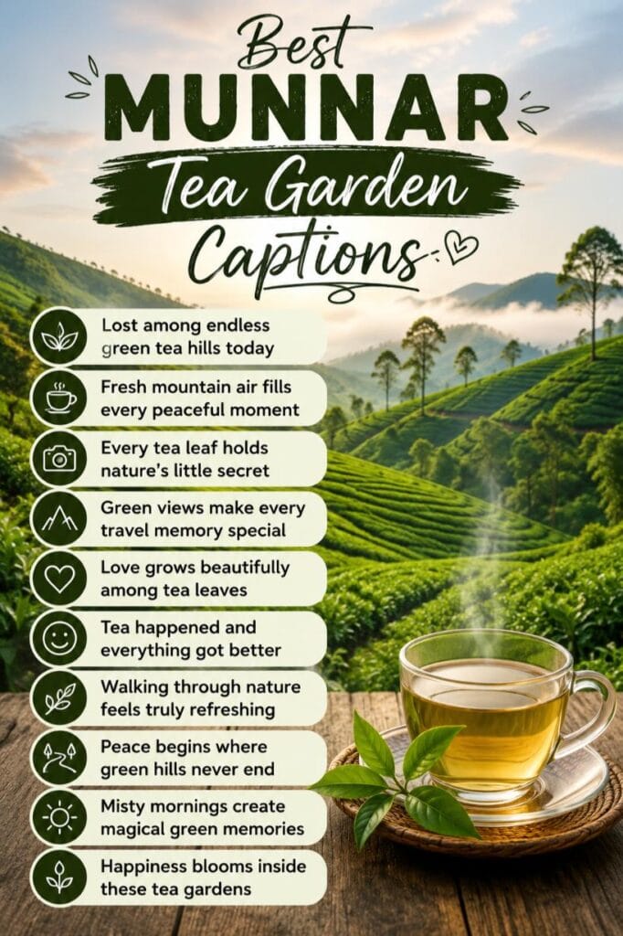Top munnar tea garden captions
