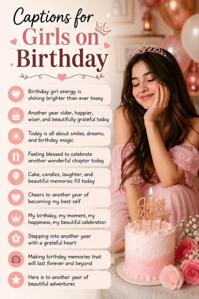 Captions for girls on birthday Captions for girls on birthday