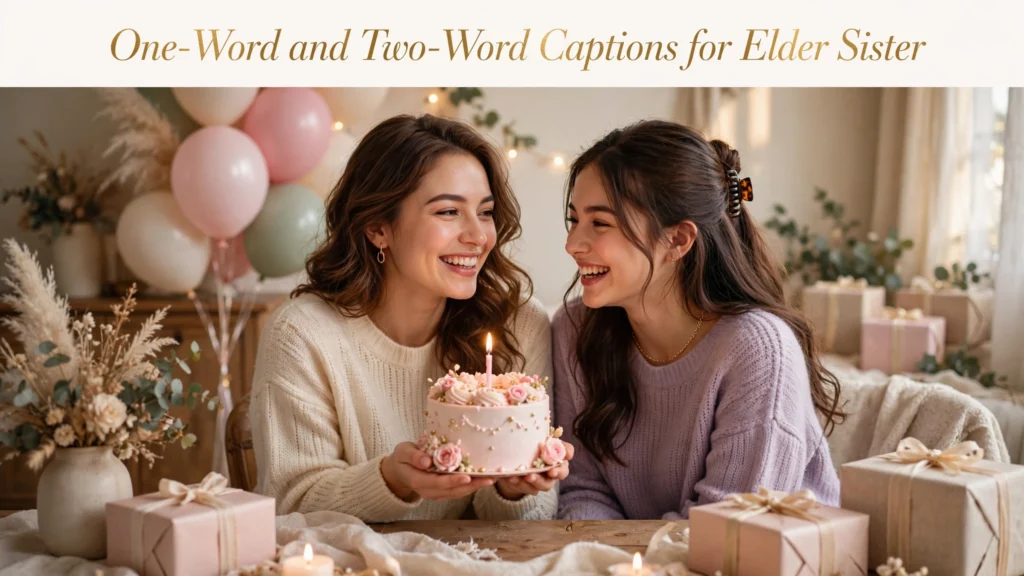 One word and two word captions for elder sister