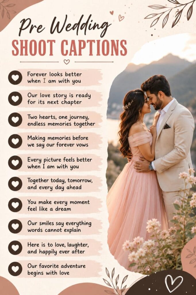 Pre wedding couple shoot captions Pre wedding couple shoot captions