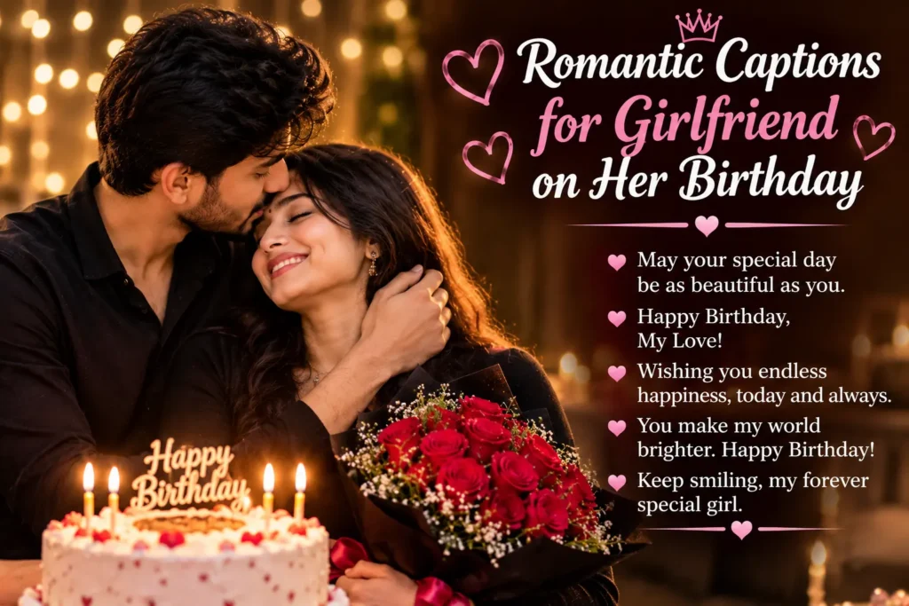 Romantic captions for girlfriend birthday