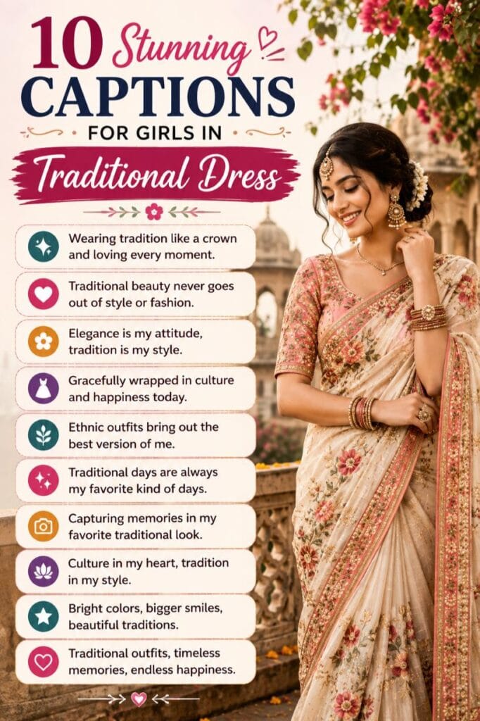 Stunning captions for girls in traditional outfits