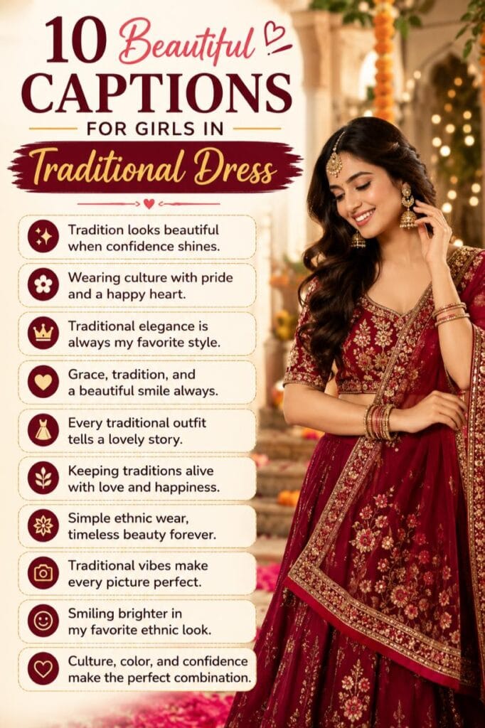 Unique captions for girls in traditional outfits