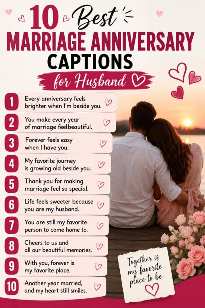Unique marriage anniversary captions for husband