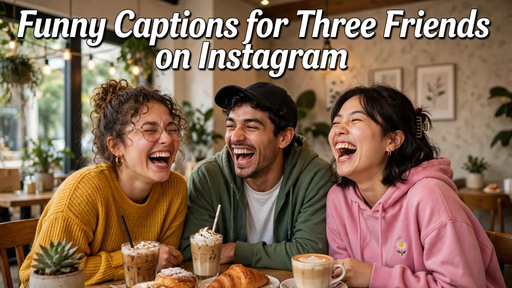 Friends cafe laughter Funny captions for three friends on instagram