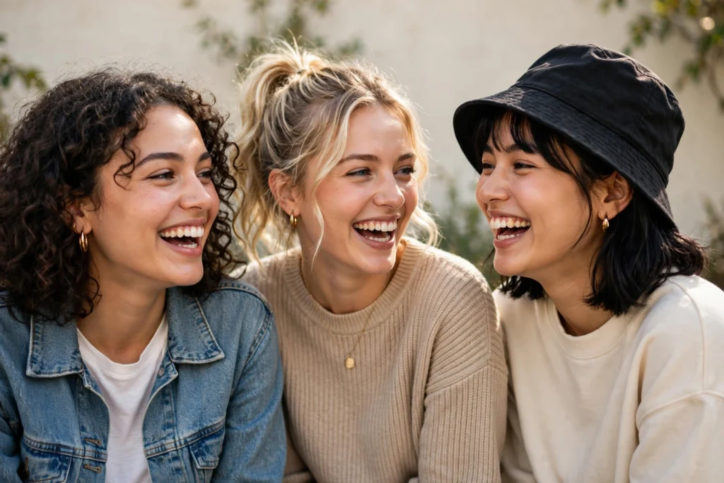 Friends laughing sunny selfie 100+ best captions for three friends on instagram (2026)