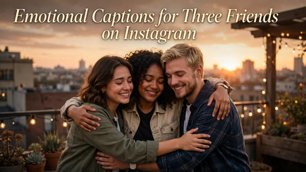 Rooftop friends sunset Emotional captions for three friends on instagram