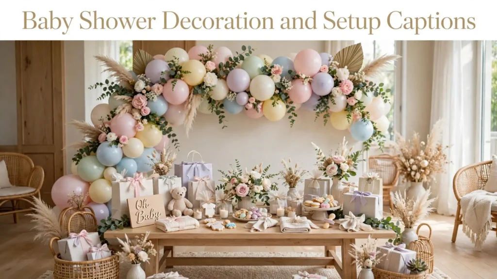Baby shower decoration and setup captions Baby shower decoration and setup captions