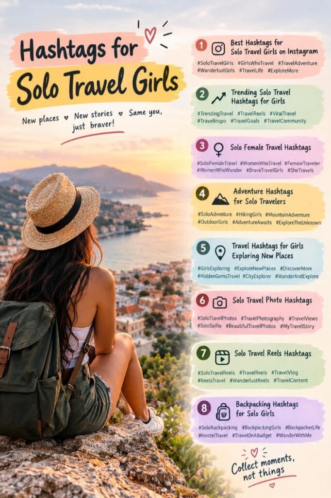 Hashtags for solo travel girl