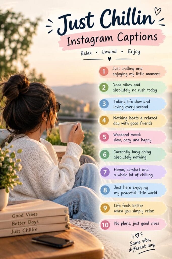 Just chilling captions instagram Just chilling captions instagram