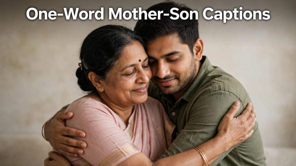 One word mother son captions