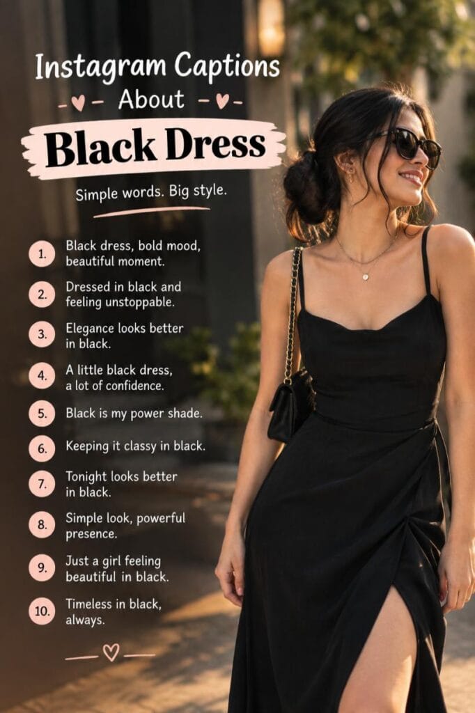Captions about black dress Captions about black dress