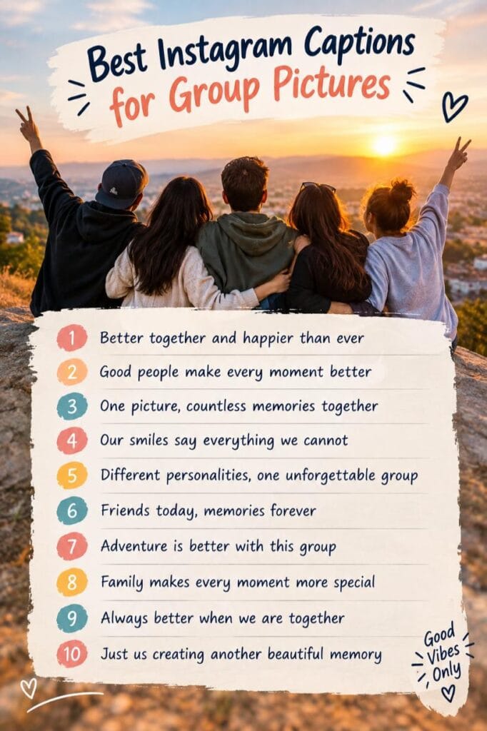 Captions for group photos