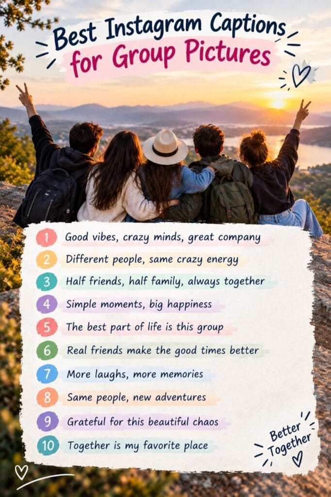 Captions for group pictures