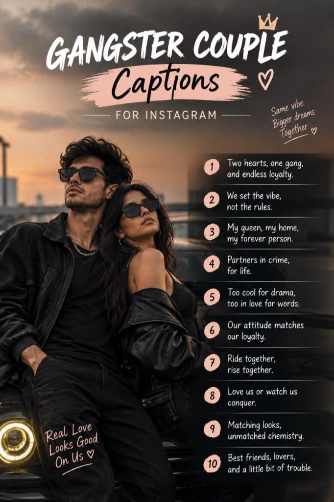 Gangster couple captions poster