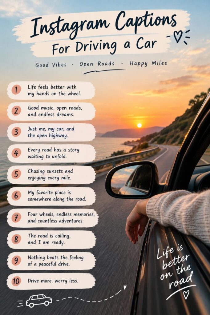 Sunset road trip caption ideas