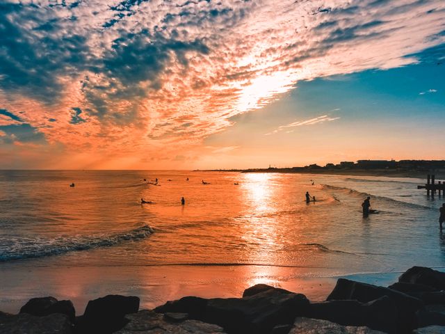 Sunset and beach photo captions
